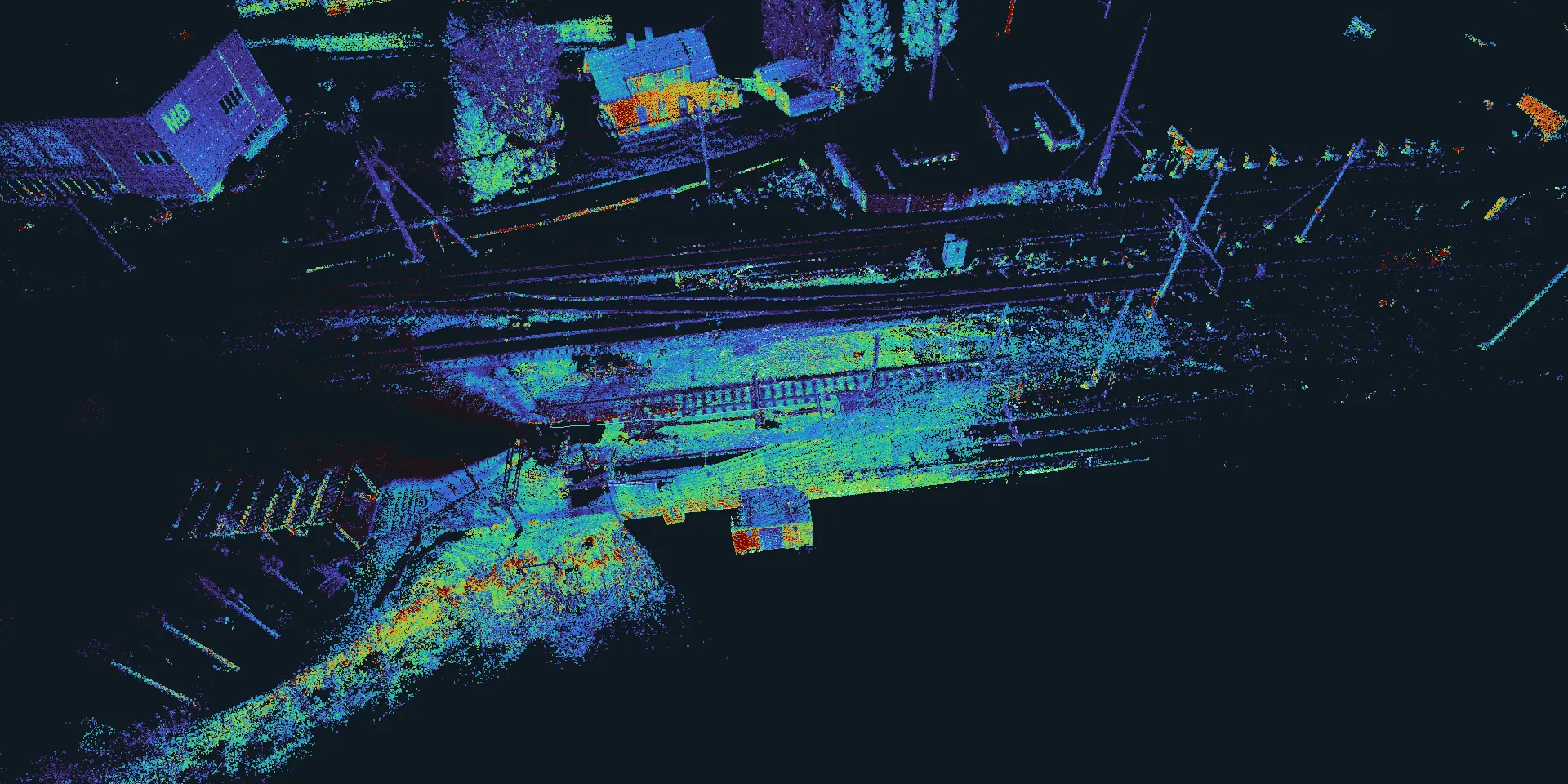 The map of a railway line from GrandTour sbb1, coloured by lidar intensity